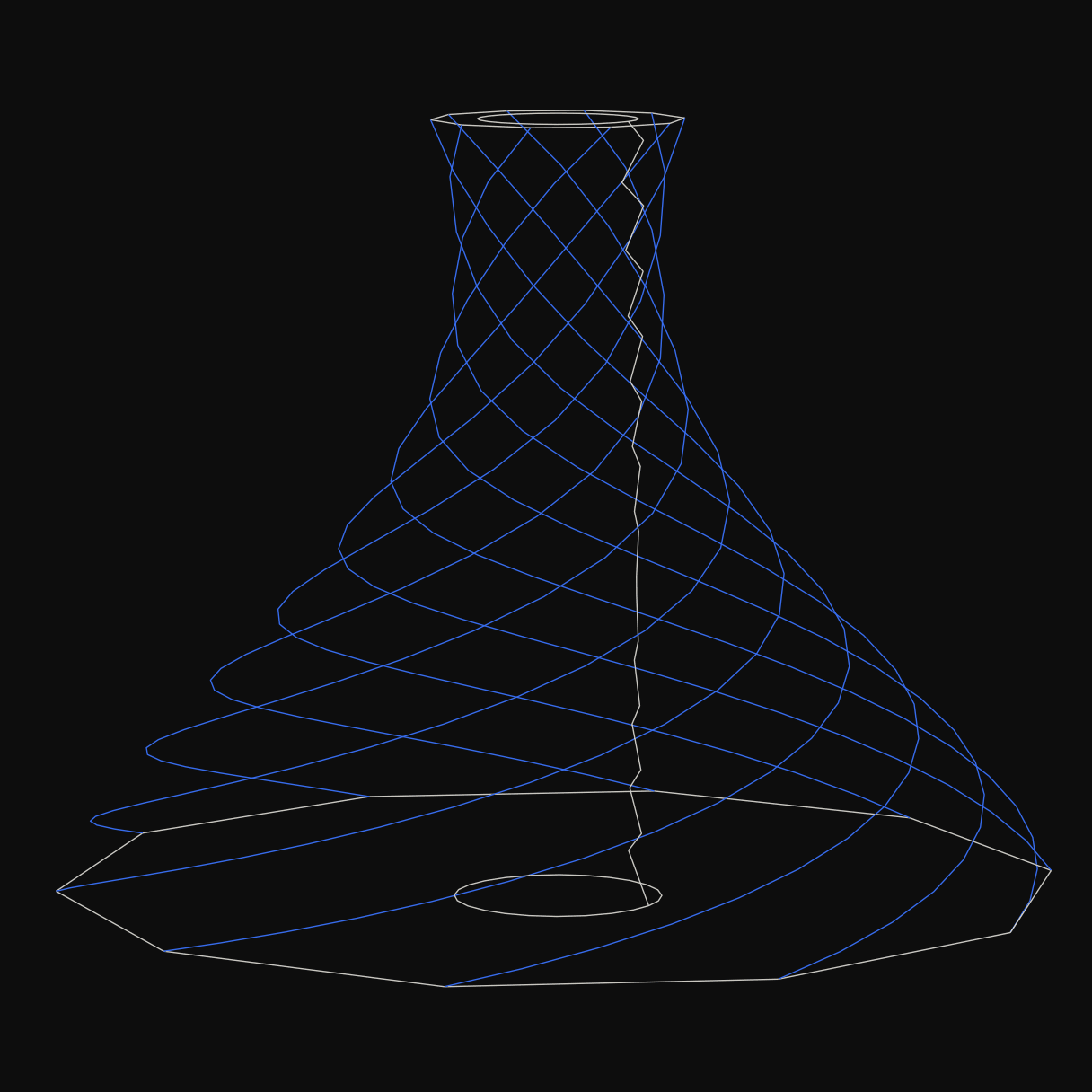 Twisted parametric vessel surface modelled in Grasshopper