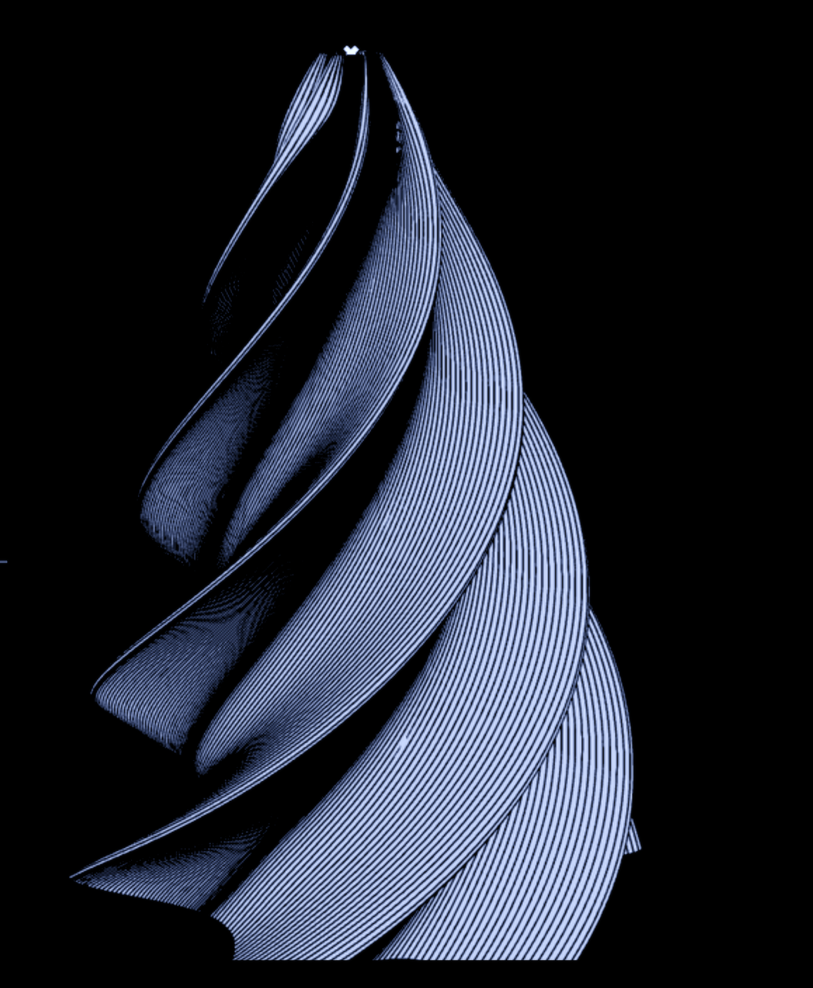 Fluted conical spire generated from a spiral contour in Grasshopper