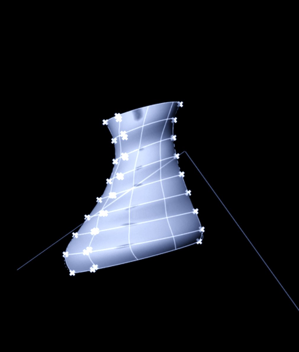 Doubly-curved NURBS surface controlled by a point grid in Grasshopper