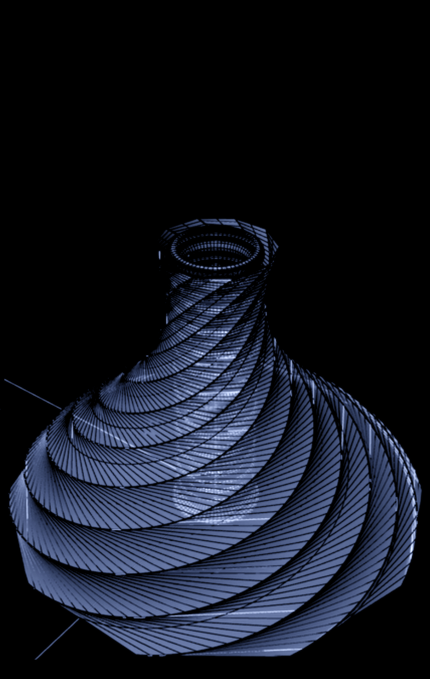 Ribbed vessel of revolution with stacked contour rings, modelled in Grasshopper