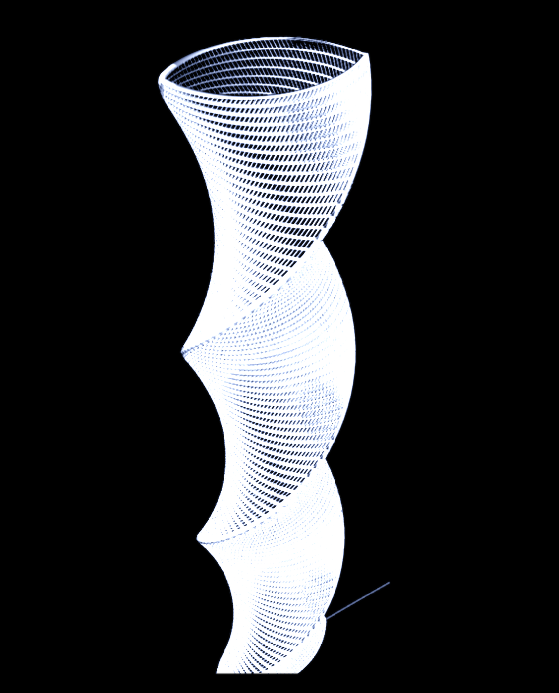 Twisted tower built from rotated stacked sections in Grasshopper