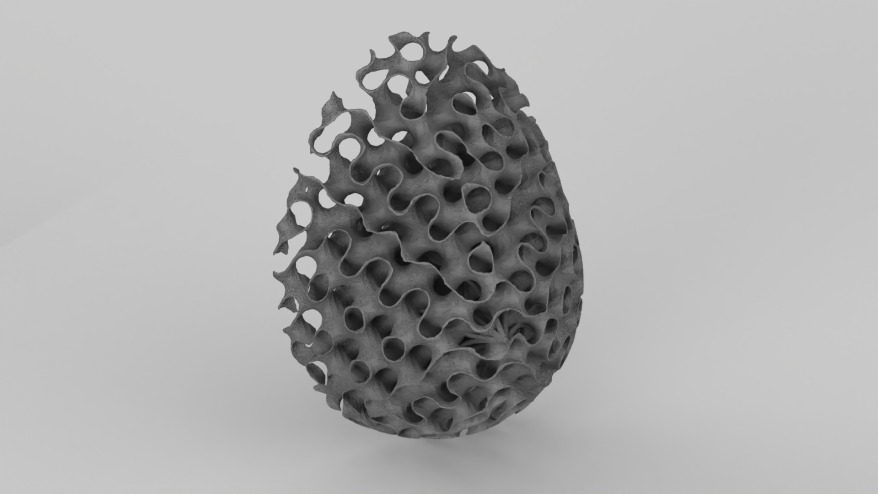Complete render of Gÿro gyroid breast prosthesis